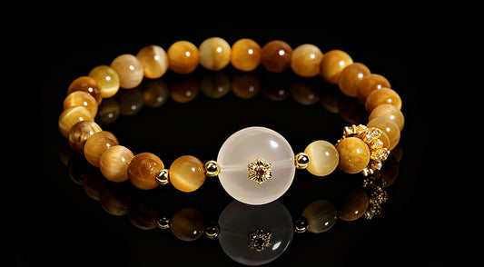 Natural Golden Tiger Eye & Jade Bracelet – Protection & Prosperity