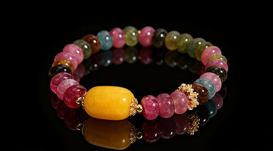 Natural Multicolor Tourmaline Abacus Beads Bracelet – Prosperity & Luck