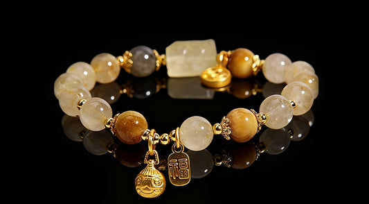 Rutilated Quartz & Tiger Eye Bracelet – Attract Wealth & Positive Energy