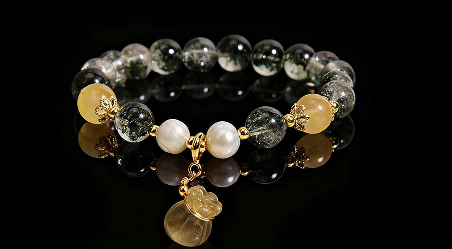Elegant Green Phantom Quartz Bracelet – Abundance, Wealth & Positive Energy