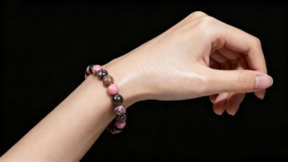 Heart Whisper,Rhodonite Bracelet Natural 8mm Crystal Beads – Elegant Romance